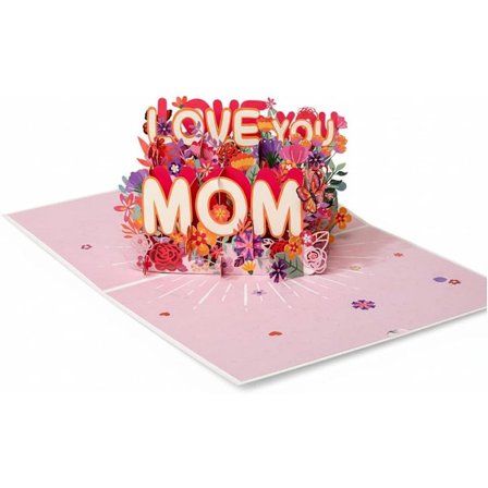 ING 3D ponnahduskuva äitienpäiväkortti säilötyllä kukka-aiheella, 13x18 cm, sisältää kirjekuoren ja kortin