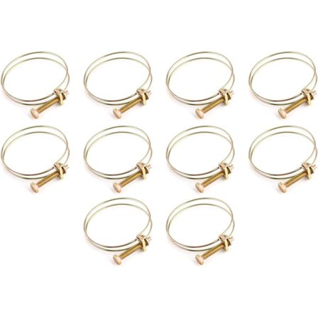 10-pak justerbare slangeklemmer med dobbelt gevind med låseskruer