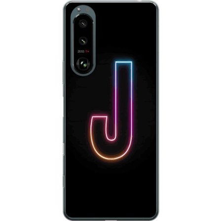 Kompatibel Mobilcover til Sony Sony Xperia 5 III Minimalistisk neonbogstav J i farveskiftende lys mod sort baggrund