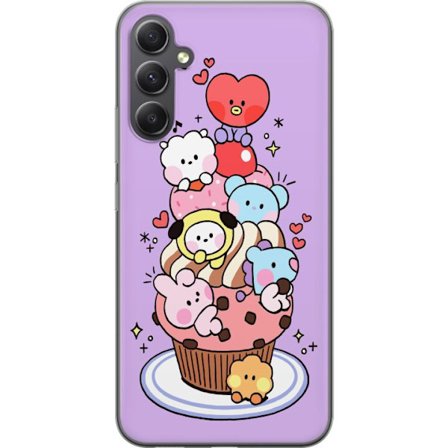 Kompatibelt Mobildeksel til Samsung Samsung Galaxy A16 5G Søt cupcake med kawaii-dyr og hjerter