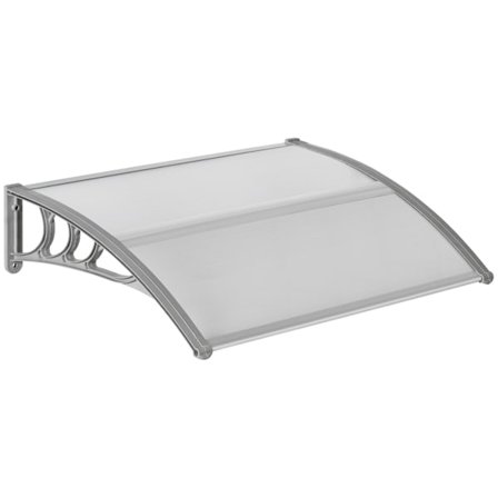 Baldakin til hoveddør 100 x 75 cm buet baldakin lavet af aluminium og polycarbonat baldakin med UV-beskyttelse hoveddørs baldakin til altan, solafskær
