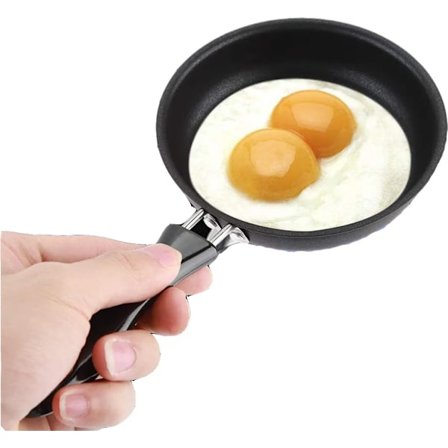 Mini stekpanna, 12 cm, järnpanna, non-stick beläggning, med handtag, för små runda frukostägg