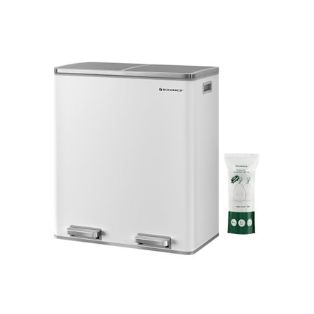 Rootz Pedalspand med to rum - Genbrugsspand - Skraldespand - Stålkonstruktion - Hygiejnisk - Hvalpe- og børnesikker - 58,6 cm x 32 cm x 65 cm