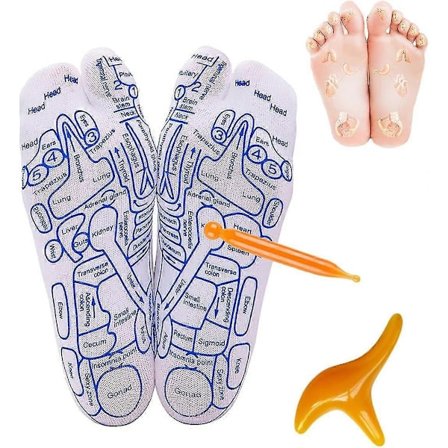 Serenity Steps -refleksologia-sukat, refleksologia-sukat hierontatyökaluilla, akupunktio-sukat jalka-kipujen lievittämiseen, parantaa verenkiertoa (1 