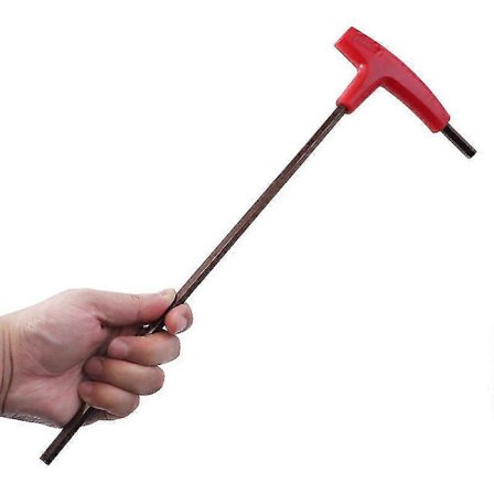 Ekstra lang sekskantnøgle med fladt hoved af legeret stål med T-håndtag - Forstærket sekskantnøgle med håndtag - Brun