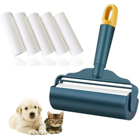 Bärbar luddborttagare, rengöringsverktyg för ulltröja, hundhår, katthår, möbelmatta, med 6 rullar av 60
