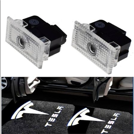 4 st Tesla Bildörrlampa, LED Bildörrlogolampa, Bildörrprojektor