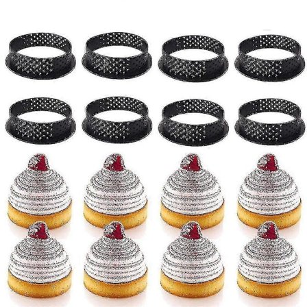 Non-stick Tartform Tarte Ring Perforerade Plast Skärringar Runda)8st/set