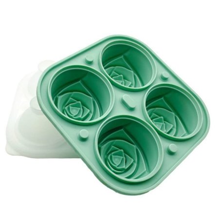 4 Hål 3D Rose Flower Ice Cube Maker Mould Form