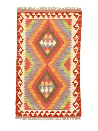 Oriental Kilim Afghan Old Style Rug 77X125 Red/Orange Wool, Afghanistan