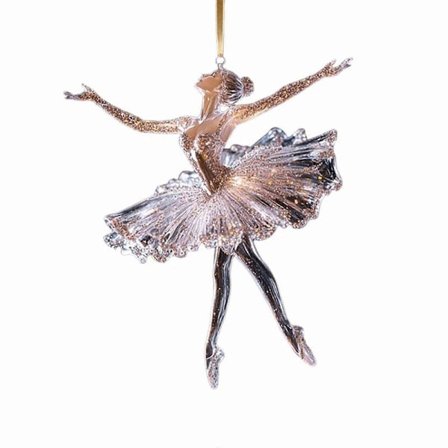 Glittrande Ballerina Julgransprydnad 2D Akryl Ballerina Dans 3,5 Tum Ref: 6706