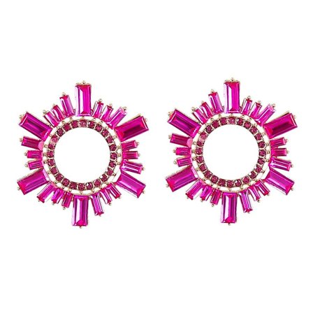 Mordely Rhinestone Dangle Blommiga örhängen ROSE RED