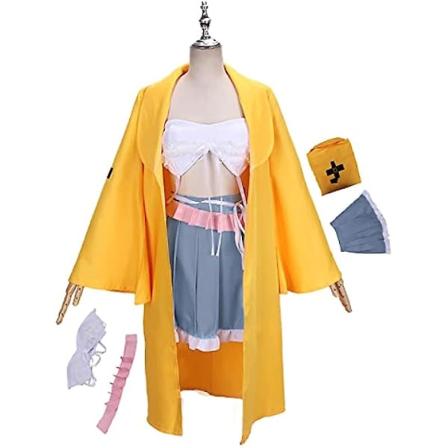 4-delat set Cosplay Kostym Anime Danganronpa V3 Angie Yonaga Uniform Outfits Kostymrekvisita för vuxna Lämplig för Halloween, scenlek, fest, yello XL