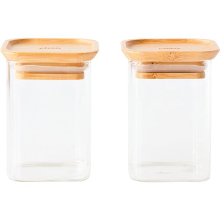 Pebbly Glasskrukker med bambuslokk XS, 2 stk.' - 'Klar