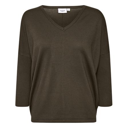 Saint Tropez MilaSZ V-N Pullover , Groen , Dames , Maat: S Truis