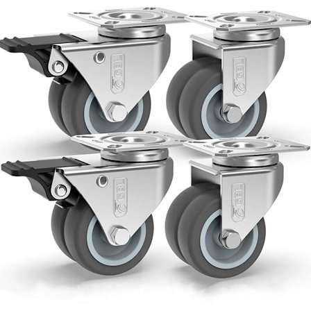 Møbelhjul 400KG, 50mm Svingbare hjul med brems og uten -FA7-