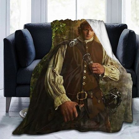 JI1742 Komfortabelt, ultramykt mikrofleecepledd, Jamie Fraser fleecepledd for sovesofa og reise