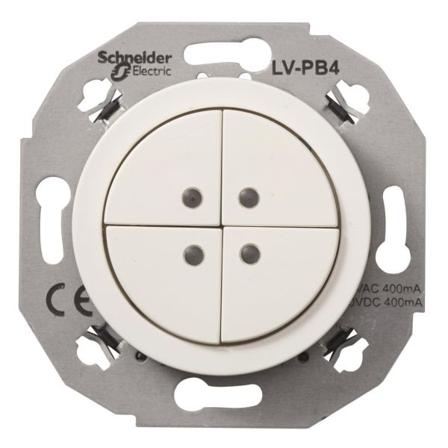 Schneider Electric WDE011072 Pienjännitepainike valkoinen 4-napainen, Katkaisijat & pistorasiat