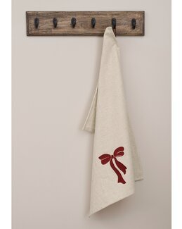 Kökshandduk med broderad rosett 1-pack Röd - Jul - Linea