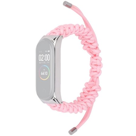 Xiaomi Mi Smart Band 6 / 5 klockarmband med nylonflätning - Rosa