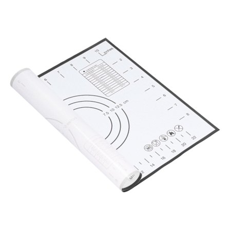 Bakematte Silikon Sklisikker Varmebestandig Deigmatte med Skala for Hjemmekjøkken 29x26cm Svart