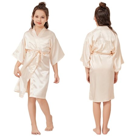 3-14 År Satin Silke Barnbadrock Flickor Kimono Badrockar
