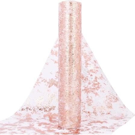 Rosegull metallisk bordløper for DIY-håndverk og bryllupsdekor (29 cm x 9 m)