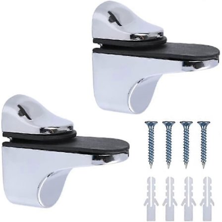 2 stk. glashyldeholder justerbar glashylde beslag poleret krom vægmontering til 3-20 mm tykkelse hylde