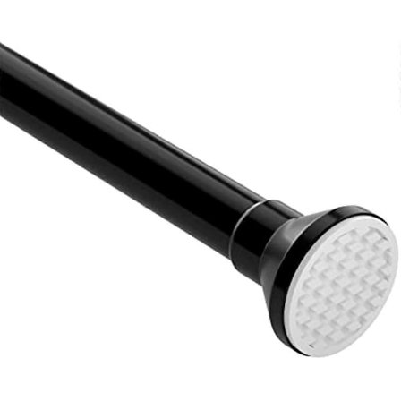 Bruseforhængsstang Sort Spændestang Udtrækkelig Bruseforhængsskinne 66-120CM Gardinstang Ingen Boring Teleskopisk Gardinstang til Badeforhæng Køkken