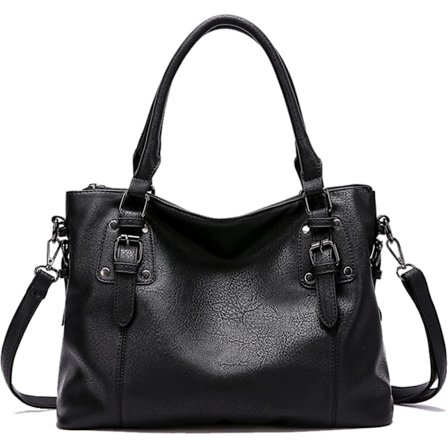 Damväskor Handväskor Mjukt Läder Retro Vintage Designer Topphandtag Casual Fickor Dam Tote Axelväskor,Svart