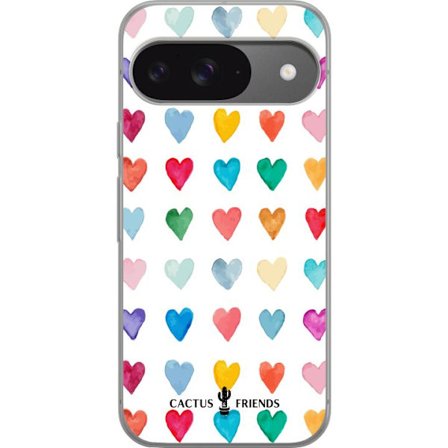 Kompatibelt Mobildeksel til Google Google Pixel 9 Cactus and Friends - Watercolor Love Grid