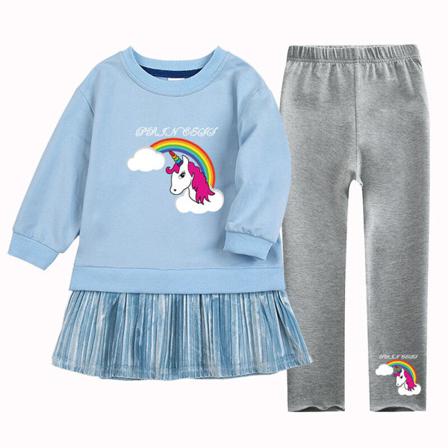 Tecknad Flickor Print Crew Neck Swing Baggy Våren Hösten Outfits