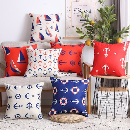 Set med 7 Kuddfodral 45 x 45 cm Dekorativa Söta Mjuka Kuddfodral