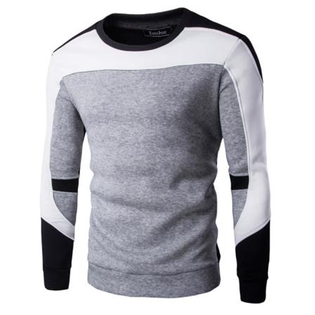 Män Casual Långärmad T-shirt Klassisk Färgmatchande Tröja