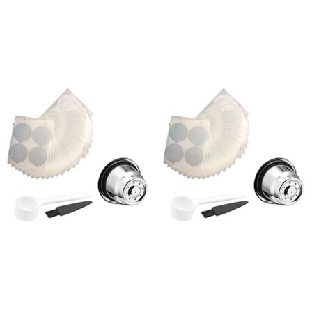 Pakke med 2 genanvendelige kapsler med 200 aluminiumslåg - Genopfyldelige kaffekapsler i rustfrit stål til maskiner