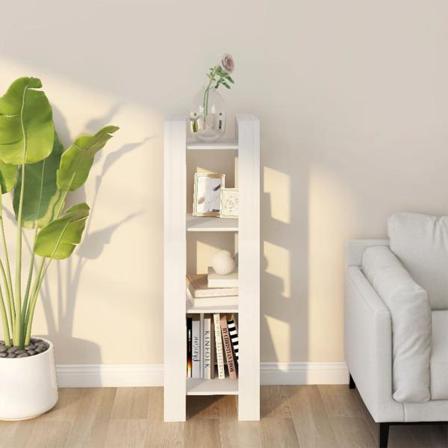 Vidaxl Bokhylla/rumsavdelare Vit 41x35x125 Cm Massiv Furu Vit