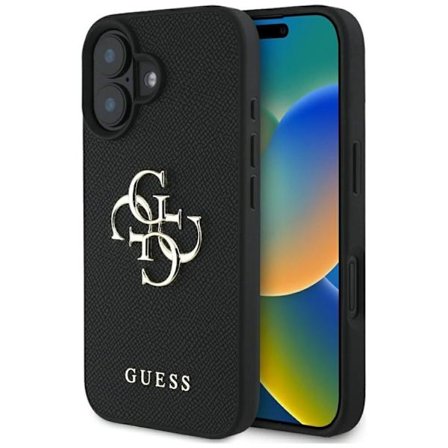 Guess iPhone 16 Mobilskal Grained Big 4G Small Classic Logo - Svart