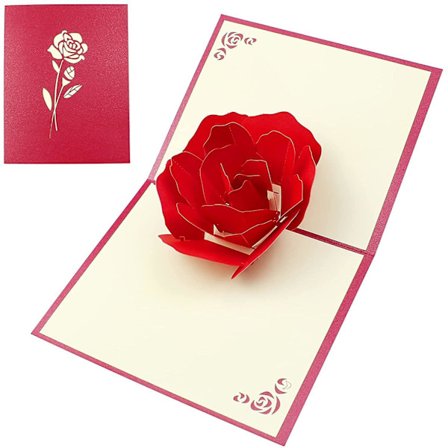 3d Rose Flower Pop-up Card, 3d Birthday Cards With Envelopes, Handmade Romantic Rose Flower Card, 3d Folding Greeting Card For Valentines, Birthday, A