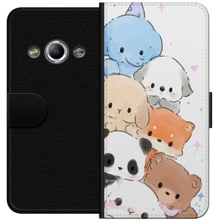 Kompatibelt Lommeboketui til Samsung Galaxy Xcover 3 Kawaii dyrestabel med søte figurer i pastellfarger myk skisset stil og sjarmerende uttrykk perfe