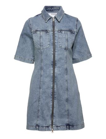 Slfkyla 2/4 Lice Blue Denim Dress U Kort Kjole Blå Selected Femme