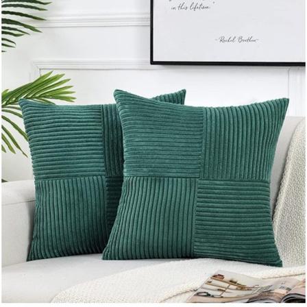 2 stk Cordfløjl pude 45*45cm blue-green