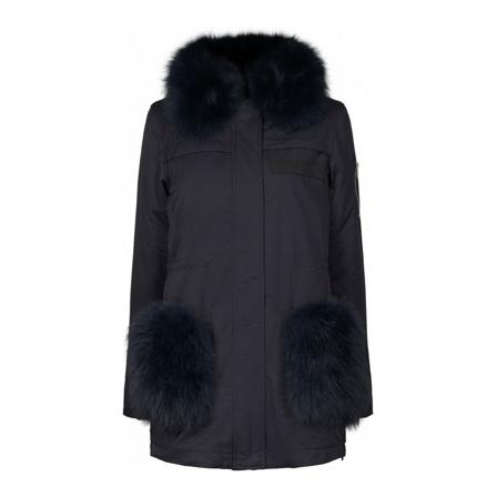 Notyz, Coat With Fur 75007 Zwart, Dames, Maat:S,Katoen,Ritsen