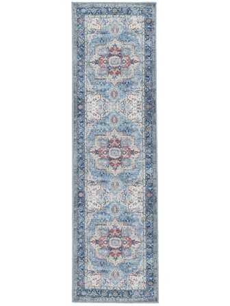 Gångmatta 80X300 Bomull Georgia Oriental - Blå/Flerfärgad