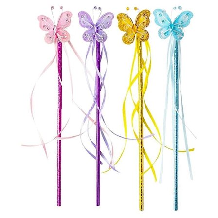 4 stk. Sommerfugler Fe-tryllestaver Bånd Sommerfugler Fe-tryllestav for Maskerade