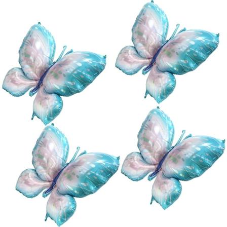 4D 39'' gigantiske sommerfuglballonger Eventyr sommerfuglfestutstyr, 4 pakke gradient blå rosa metallisk sommerfugl Mylar folieballonger dekorasjoner