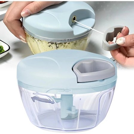 Manuell matberedare, kökshandsdriven processor eller skivare för grönsaker kött frukt nötter vitlök lök paprika (Grön) Grön