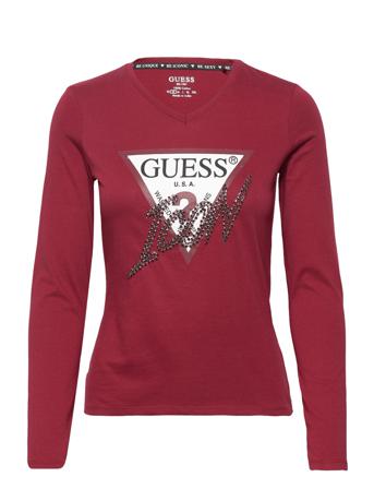 Ls Vn Icon Tee T-shirts & Tops Long-sleeved Punainen GUESS Jeans