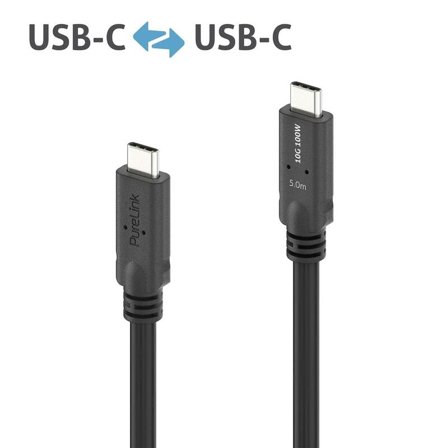 PURELINK USB 3.2 Micro Coax USB-C Cable 5Mtr, 10Gbps, 100W