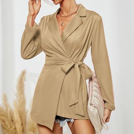 Dam Lace Up Mini Dress Blazers Lapel Neck Business Jackor