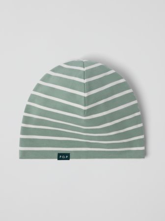 Polarn O. Pyret - Striped jersey beanie - 48 - 50 - Childrenswear - green